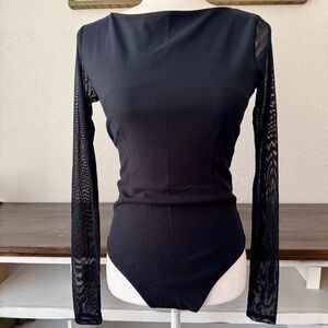 NWT Abercrombie & Fitch Long Sleeve Mesh Bodysuit Low Back Women's Size M 1